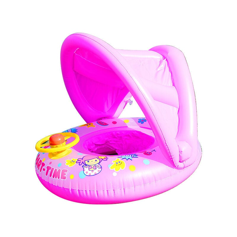 Gotrays - Flotteur de natation pour bébé, siège gonflable avec anneau de natation pour bébé avec auvent, flotteur d'aide à la natation pour enfant