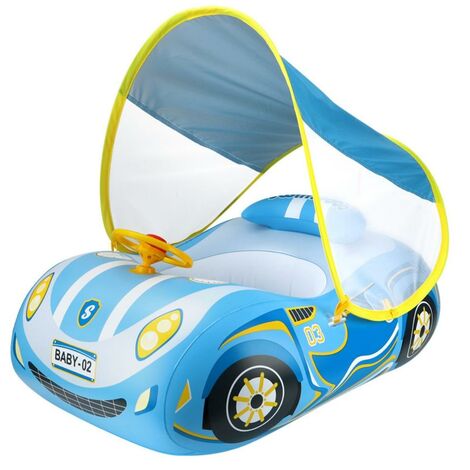 Flotteur de piscine gonflable pour bébé avec auvent en forme de voiture flotteur de bain pour bébé avec siège de sécurité klaxon de volant pour bébé été plage jeu en plein air