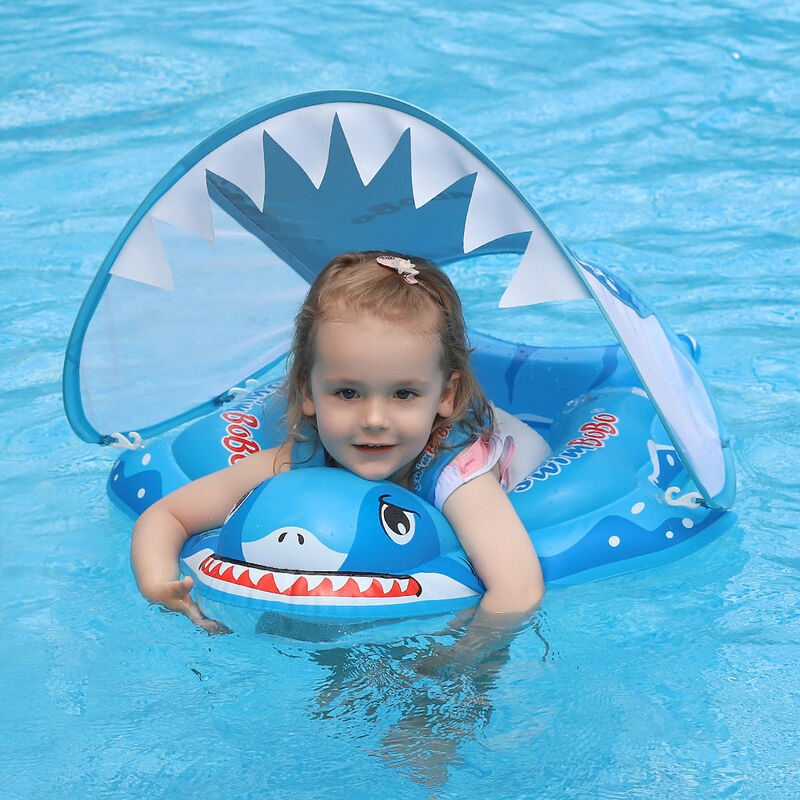Flotteur de piscine pour bébé, flotteur de natation pour bébé avec auvent flotteurs de natation gonflables pour bébé avec support de sécurité
