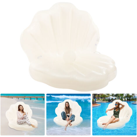 Flotteur gonflable coquille avec poignée sans pompe, taille gonflée 120x120cm, flotteur gonflable coquille pour piscine, flotteur coquille pour piscine