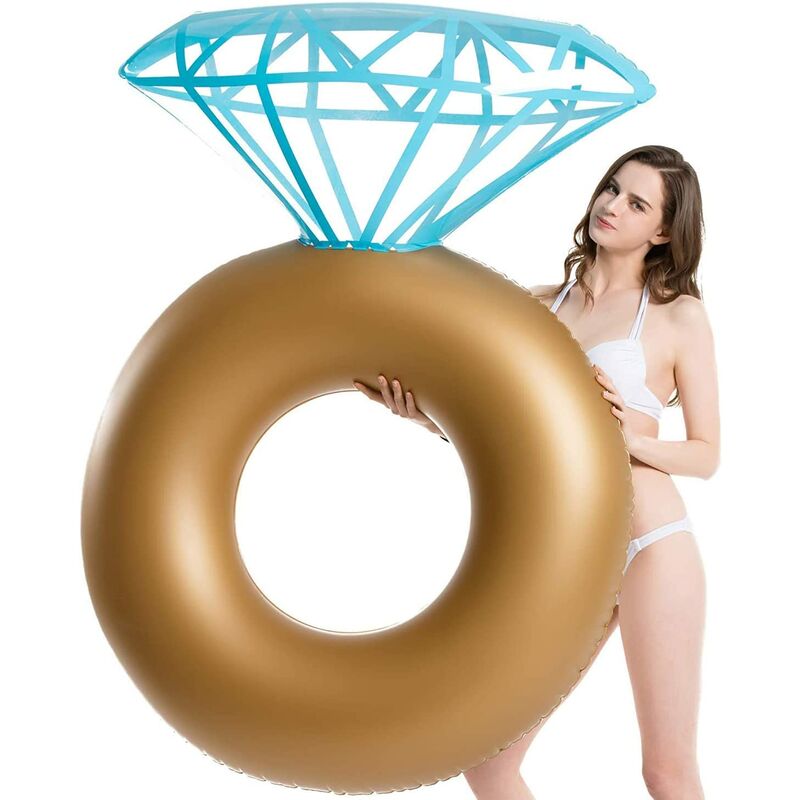 Flotteur gonflable de piscine d'anneau de diamant - Bague de fiançailles Flotteur de partie de bachelorette Décorations de stagette Tube de natation