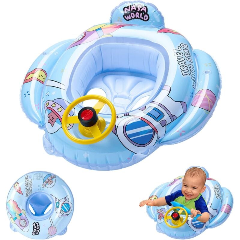 Flotteurs pour piscine bébé PVC, siège gonflable avec sécurité, bateau flottant Cartoon été, jouets à chevaucher enfants tout-petits, bouée de