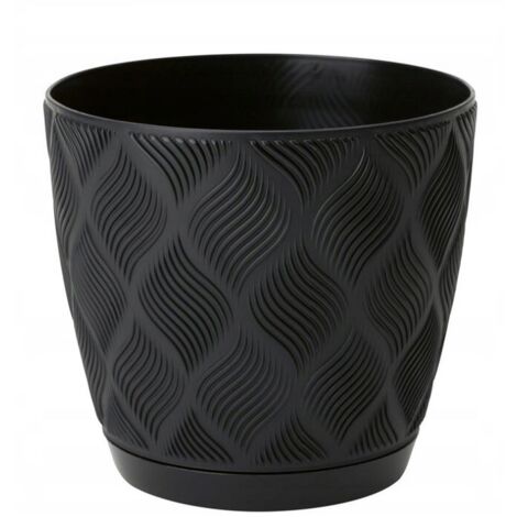 Flow Petit Eco Vaso da fiori riciclato con sottovaso 17 Nero FORM-PLASTIC