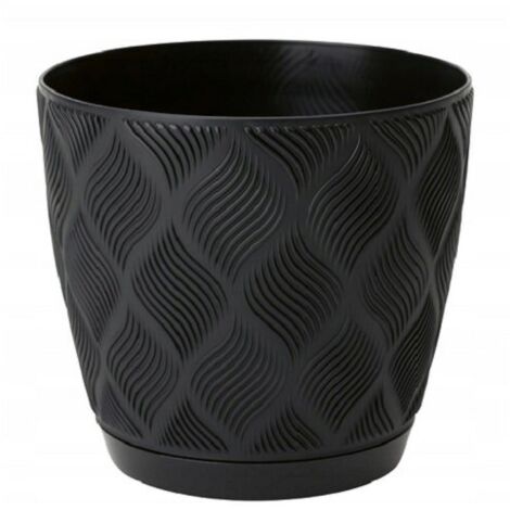 Flow Petit Eco Vaso da fiori riciclato con sottovaso 19 Nero FORM-PLASTIC