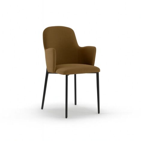 Flow, Set di 4 sedie in tessuto easy-clean Marrone (53.5cm X 62.5cm H. 80cm)  Duzzle