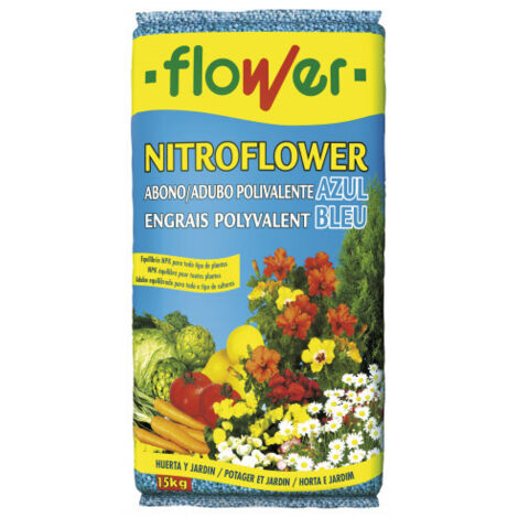 FLOWER Abono Granulado Polivalente Azul NITROFLOWER, Saco 15 kg