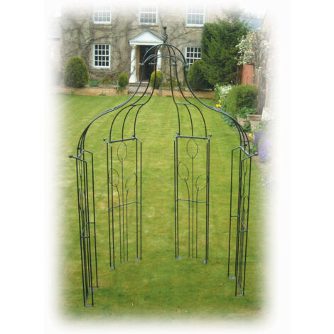 Flower Bower (Inc Ground Spikes) Garden Gazebo - Solid Steel - L89 x W177.7 x H304.8 cm - Black