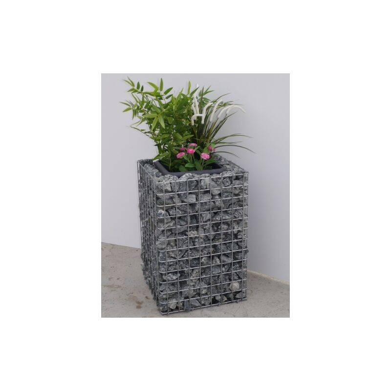 Flower column, height 60 cm, base area 42 x 42 cm, mesh size 5 x 5 cm, galvanized incl. Pot
