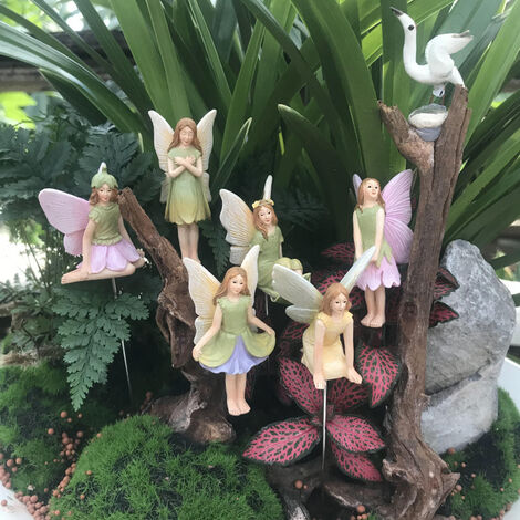 Flower Fairy Resin Craft Plug-in Set Garden Potted Garden Micro Landschaftsdekorationen