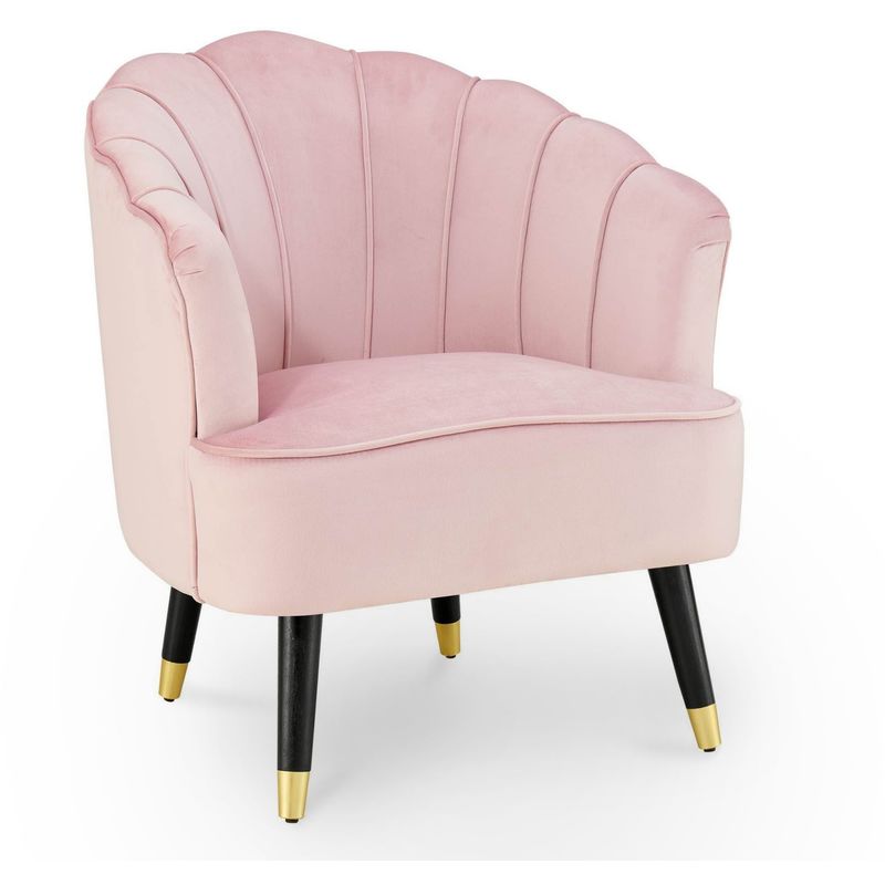 mobilier deco - flower fauteuil en tissu velours rose rose