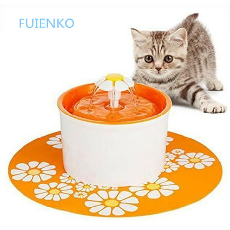 Flower Katzen- und Hundebrunnen mit Filter 19x19x16cm Orange FUIENKO