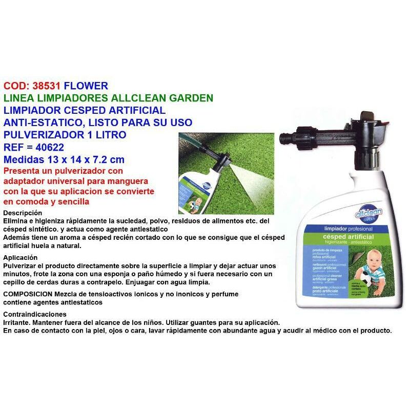 

flower limpiador cesped artificial listo para uso 1 lt 40622 - Mibricotienda