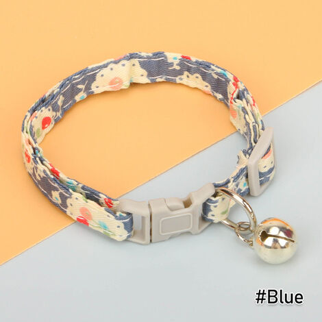 Flower Pet Collar Adjustable Cherry Printed Cat Collar Necklace Puppy Pendant Safety CollarS Four Seasons General Pets Supplies,Blue