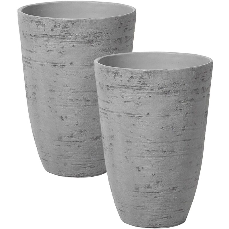 Flower Planters Tall Stone Garden Plant Pots Indoor Outdoor Grey 35x50 cm Camia