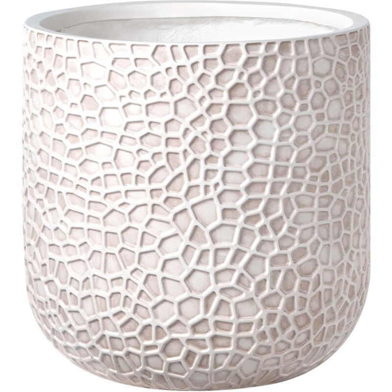 Beliani Flower Pot Light Beige Fibre Clay Indoor And Outdoor Planter Round 43 X 43 X 42 Cm Decorative Accent Modern Design Living Room Garden Yuhua