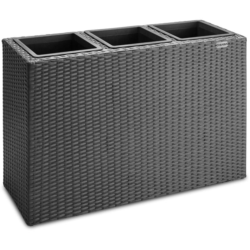 Casaria Poly Rattan Plant Flowerpot 83x30.5x60cm Black Brown Cream Outdoor Garden Planter Balcony Patio Roof Terrace Square Flowerpot Trough Black