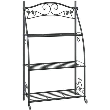 Flower Rack Black 56x30x96 cm Steel vidaXL