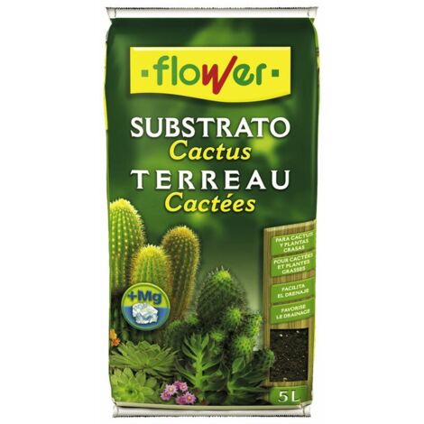 Flower Substrato Cactus - Substrato para Plantación y Trasplante de Cactus y Plantas Crasas - 5 L