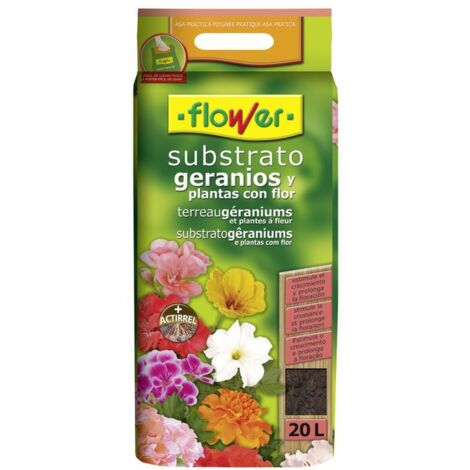 FLOWER Substrato Geranios y Plantas con Flor, Bolsa con Asa 20