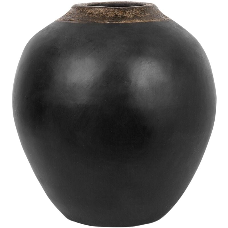 Beliani - Decorative Vase Minimalist Black Ceramic Living Room Home Office Lauri