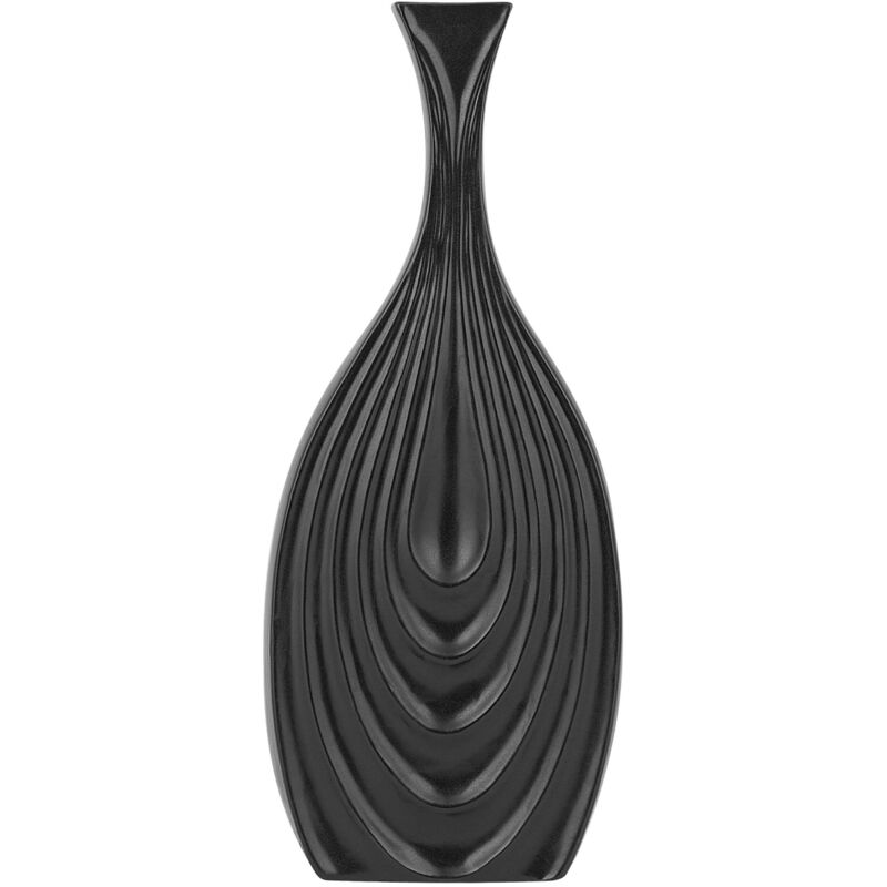 Beliani - Decorative Ceramic Accent Flower Vase Porcelain 39 Cm Black Thapsus