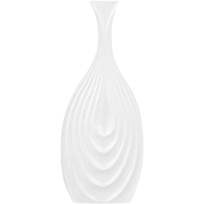 Beliani - Decorative Ceramic Accent Flower Vase Porcelain 39 Cm White Thapsus