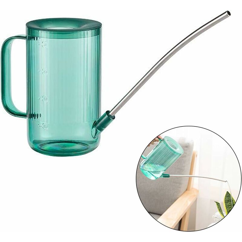 Flower Watering Can,Small Watering Can,Stainless Steel Long Nose Watering Can,Indoor Plant Watering Can,Clear Plastic Watering Can,Green