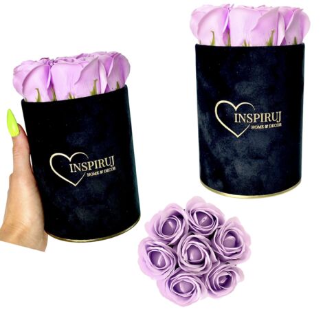 Flowerbox Inspiruj - Caja negra con rosas de jabón - n.° 6 Morado claro
