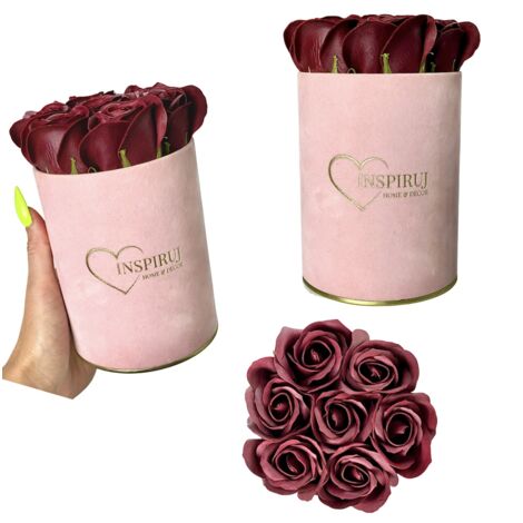 Flowerbox Inspiruj - Caja rosa con rosas de jabón - n.° 20 Borgoña