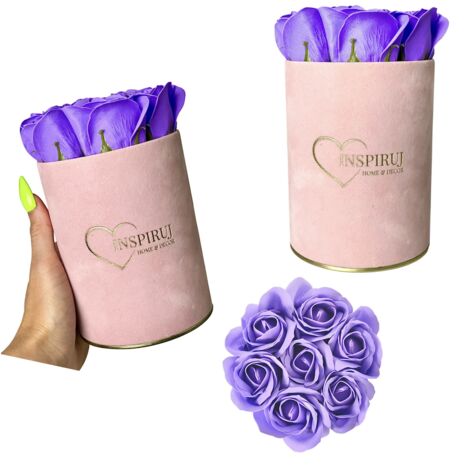 Flowerbox Inspiruj - Caja rosa con rosas de jabón - n.º 5 Morado