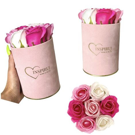 Flowerbox Inspiruj - Rosa Box mit Seifenrosen - Nr. 11 Mix aus Fuchsia und Pink