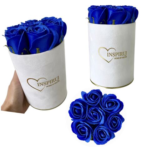 Flowerbox Inspiruj - Scatola bianca con rose di sapone - n. 1 Blu navy