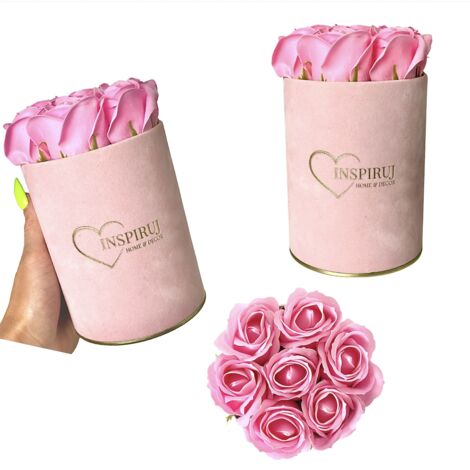 Flowerbox Inspiruj - Scatola rosa con rose di sapone - n. 9 Rosa