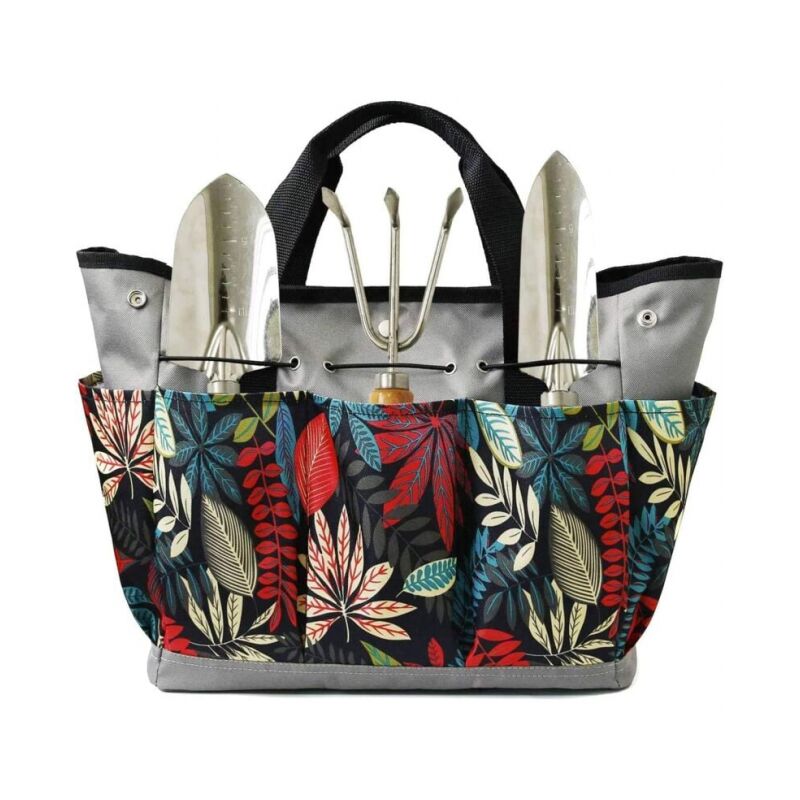 Cyslmuk - Flowered)Ensemble d'outils de Jardin, Sac fourre-Tout de Jardin avec Plusieurs Poches pour Trousse à Outils de Jardinage, Sac à Outils de