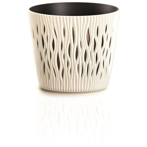 Flowerpot di plastica rotondo Sandy rotondo in crema 12 (lungo) x 12 (largo) x 11.1 (alto) cm