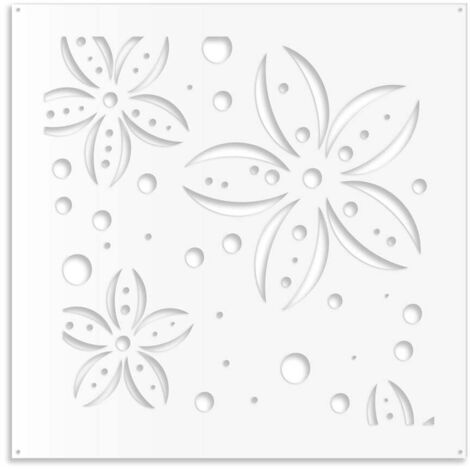 FLOWERS - Pannello in PVC traforato - Parasole - Misura: 48x48 cm - Colore: bianco