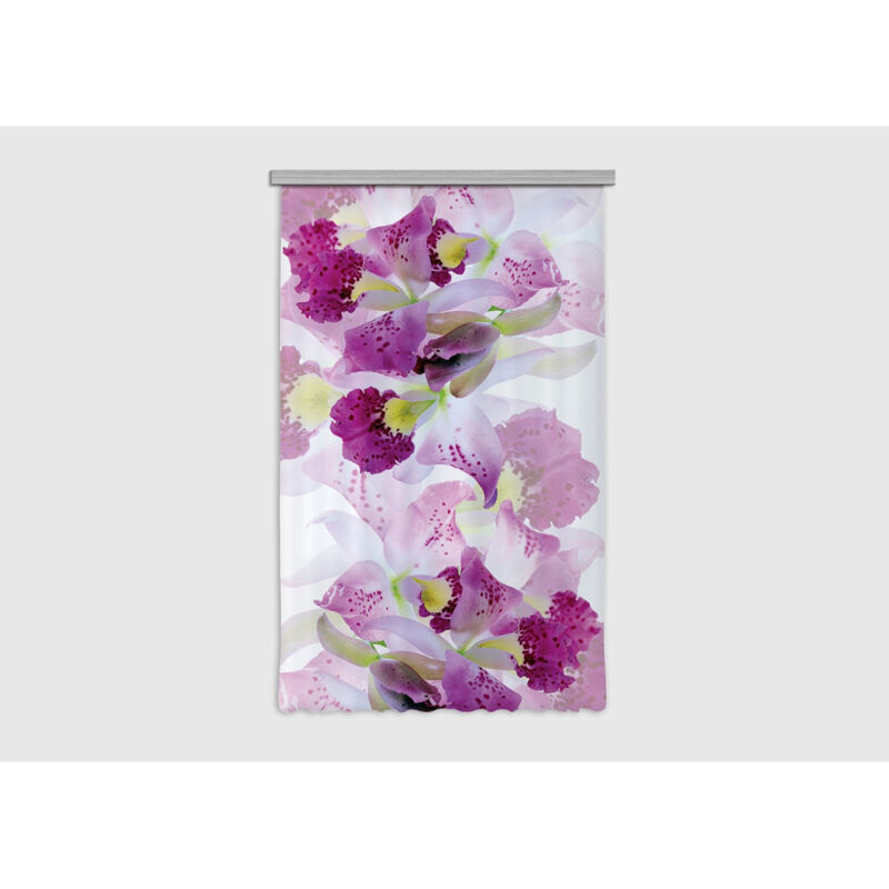 Flowers, rideau imprimé fleurs fushia sur fond blanc140x245 cm, 1 pièce
