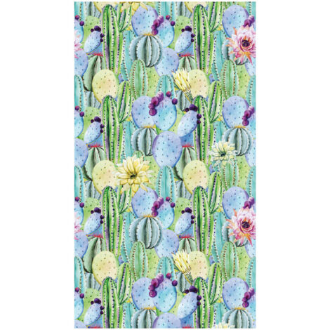 Flowers, rideau imprimé cactus verts et bleus 140x245 cm, 1 pièce