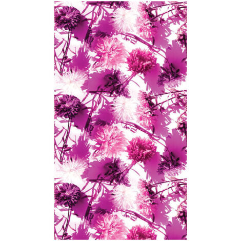 Flowers, rideau imprimé fleurs fushia sur fond blanc 140x245 cm, 1 pièce