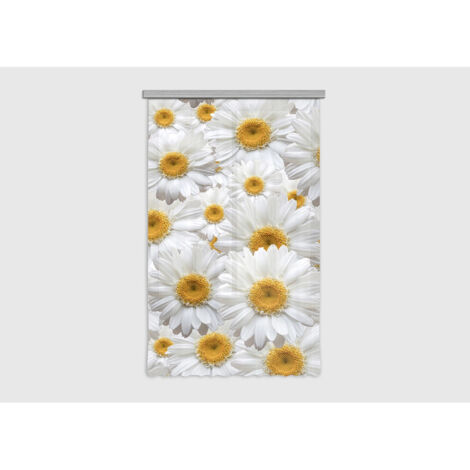 Flowers, rideau imprimé fleurs marguerite blanche et jaune 140x245 cm, 1 pièce