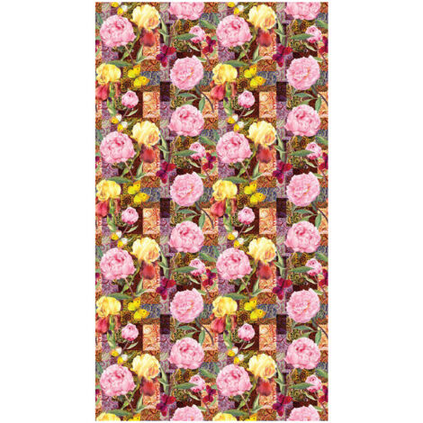 Flowers, rideau imprimé fleurs roses et jaunes et papillons 140x245 cm, 1 pièce