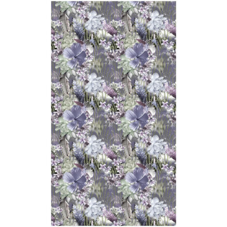 Flowers, rideau imprimé fleurs violettes, roses et blanches 140x245 cm, 1 pièce