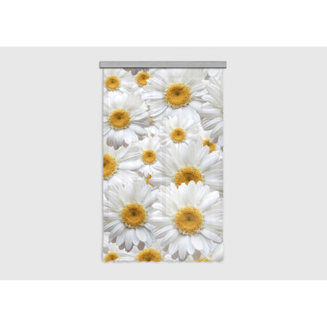 Flowers, rideau imprimé grandes fleurs blanche et jaune 140x245 cm, 1 pièce