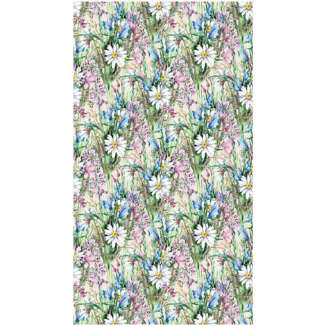 Flowers, rideau imprimé pâquerettes et fleurs violettes 140x245 cm, 1 pièce