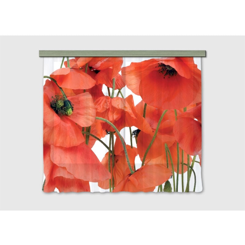 Ag Art - Rideau imprimés fleurs de coquelicot en gros plan 180x160 cm, 2 pièces