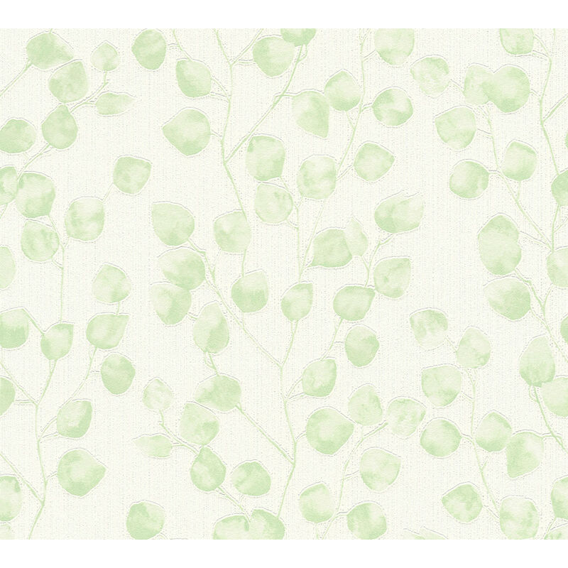 Profhome - Flowers wallcovering wall 370051 non-woven wallpaper slightly textured with floral pattern matt green white 5.33 m2 (57 ft2) - green