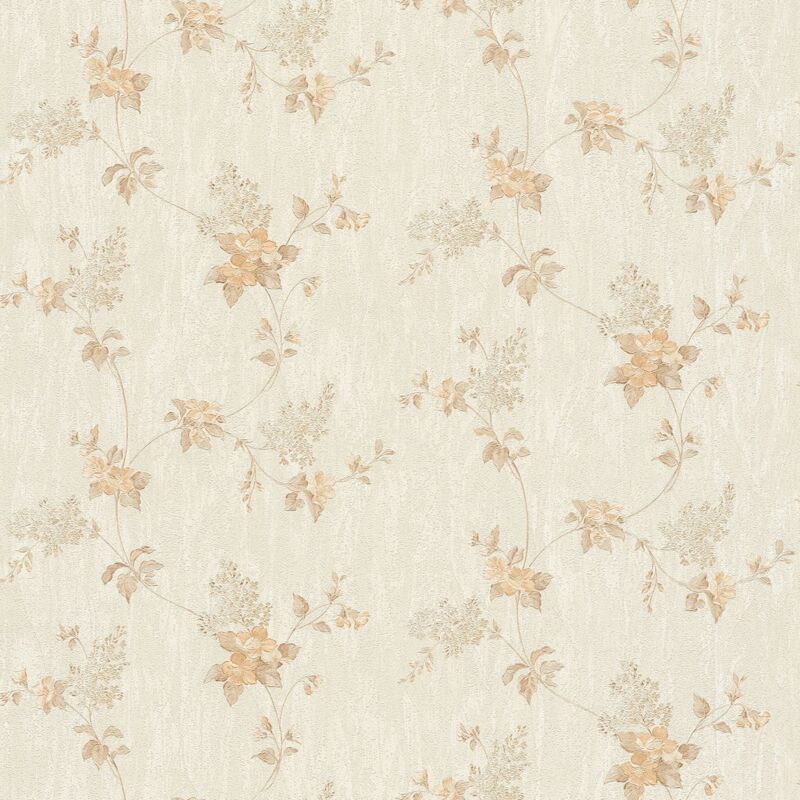 Flowers wallcovering wall Profhome 372529 vinyl wallpaper slightly textured with floral pattern matt beige cream white 5.33 m2 (57 ft2) - beige