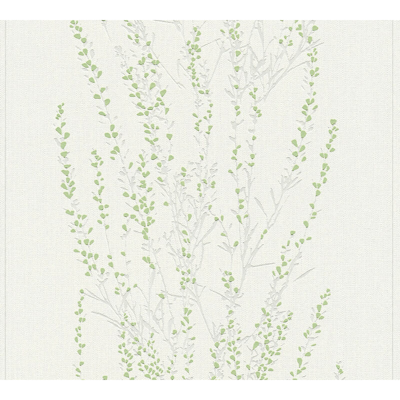 Profhome - Flowers wallcovering wall 372672 non-woven wallpaper slightly textured with floral pattern matt green grey 5.33 m2 (57 ft2) - green