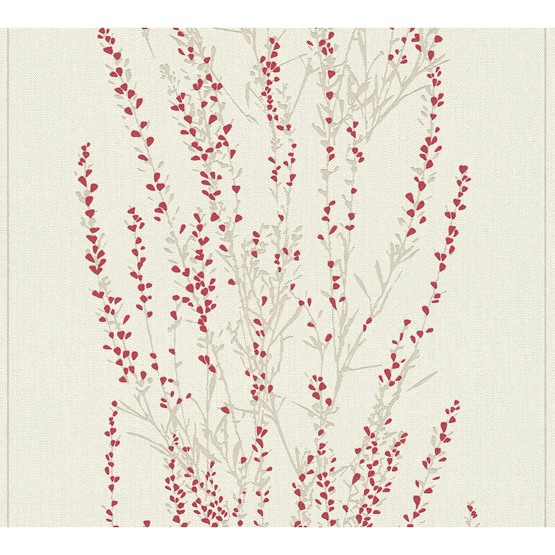 Flowers wallcovering wall Profhome 372674 non-woven wallpaper slightly textured with floral pattern matt red beige 5.33 m2 (57 ft2) - red
