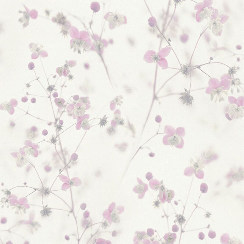 Flowers wallcovering wall Profhome 387264 hot embossed non-woven wallpaper smooth with floral pattern matt pink white grey 5.33 m2 (57 ft2)